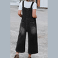 Mackie Black Distressed Bib Pocket Wide Leg Denim Overall