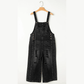 Mackie Black Distressed Bib Pocket Wide Leg Denim Overall