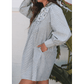 REDUCED!!!  Erma Nell Black Stripe Floral Patchwork Tied V Neck Shift Long Sleeve Mini Dress  REDUCED!!!