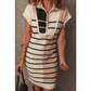 REDUCED!!!  Penny Khaki Color Block Quarter Zip Collar Short Sleeve Sweater Dress  REDUCED!!!