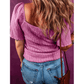 REDUCED!!!  Quince Textured Square Neck Half Sleeve Knitted Top  REDUCED!!!