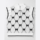 Chandler White Preppy Vibes Bow Print Zipped Collar Sweater Tee