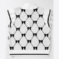 Chandler White Preppy Vibes Bow Print Zipped Collar Sweater Tee