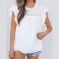 REDUCED!!!  Esmira White Lace Neckline Flutter Sleeve Eyelets Blouse  REDUCED!!!