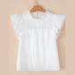 REDUCED!!!  Esmira White Lace Neckline Flutter Sleeve Eyelets Blouse  REDUCED!!!