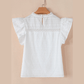 REDUCED!!!  Esmira White Lace Neckline Flutter Sleeve Eyelets Blouse  REDUCED!!!
