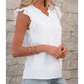 Josephine White Embroidered Ruffle Trim Textured Blouse