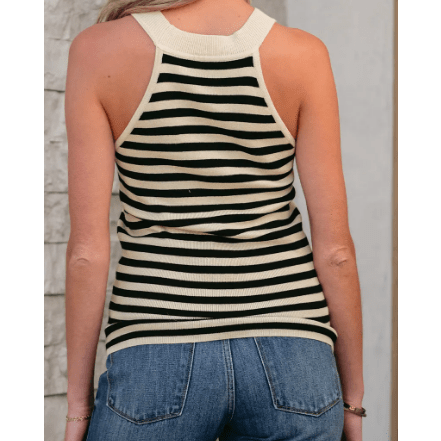 SALE!!!  Marissa Black Stripe Crew Neck Slim Fit Sweater