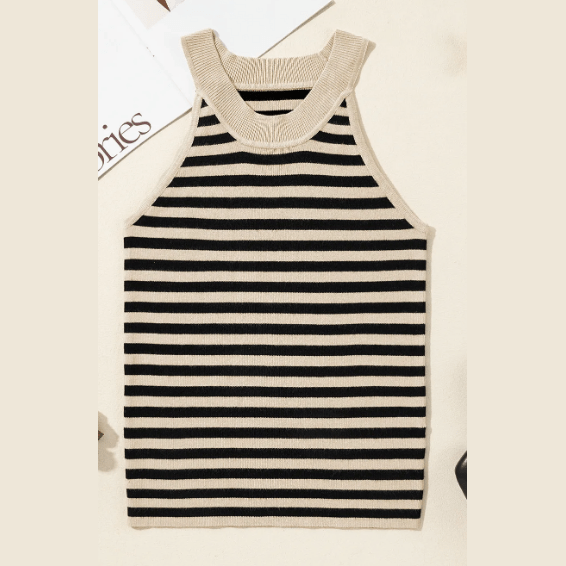 SALE!!!  Marissa Black Stripe Crew Neck Slim Fit Sweater