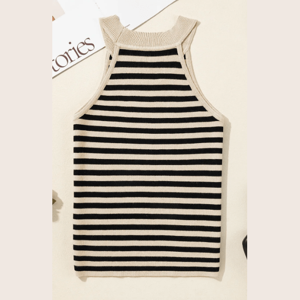 SALE!!!  Marissa Black Stripe Crew Neck Slim Fit Sweater