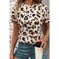 Nona Leopard Print Round Neck Casual T Shirt