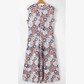 Maralie Sky Blue Floral Sleeveless Buttoned Pocketed Wide Leg Jumpsuit