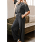 REDUCED!!!  Dion Dark Grey Drawstring Side Crewneck Tee and Loose Pants Set  REDUCED!!!