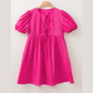 REDUCED!!!  Elma Bright Pink Puff Sleeve Tie Front High Waist Mini Dress  REDUCED!!!