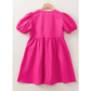 REDUCED!!!  Elma Bright Pink Puff Sleeve Tie Front High Waist Mini Dress  REDUCED!!!