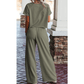 Fiona Seagrass Raw Hem Loose Tee and Wide Leg Pants Set