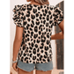 Hayden Leopard Print Layered Ruffled Short Sleeve Blouse