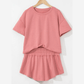 Marleem Pink Cropped Tee and Ruffle High Waist Skort Set