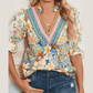 Whitley Multicolour Crochet V Neck Half Sleeve Boho Floral Blouse
