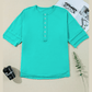 RTS Emily Green Half Sleeve Buttons Henley Top