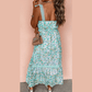 Esmae Green Floral Lace Tied Strap Empire Waist Maxi Dress