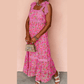 Esmae Hot Pink Floral Lace Tied Strap Empire Waist Maxi Dress