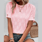 RTS Letta Pink Flower Geometric Textured Button Short Sleeve Top