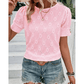 RTS Letta Pink Flower Geometric Textured Button Short Sleeve Top