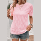 RTS Letta Pink Flower Geometric Textured Button Short Sleeve Top