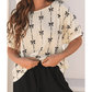 Wanda Beige Bow Print Puff Short Sleeve Top