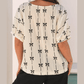 Wanda Beige Bow Print Puff Short Sleeve Top