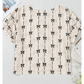 Wanda Beige Bow Print Puff Short Sleeve Top