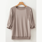 Karrie Half Lantern Sleeve Solid Colour Pullover Top