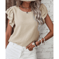 Madisyn Beige Ruffled Short Sleeve Casual Blouse