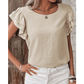 Madisyn Beige Ruffled Short Sleeve Casual Blouse