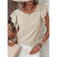 Madisyn Beige Ruffled Short Sleeve Casual Blouse