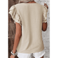 Madisyn Beige Ruffled Short Sleeve Casual Blouse