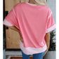 Delphine Peach Blossom Half Sleeve Raw Seam High Low Side Split Top