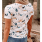 Western Cactus Print Crew Neck Short Sleeve Top