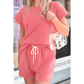 REDUCED!!!  Sommer Coral Checkered Textured Tee and Drawstring Shorts  REDUCED!!!