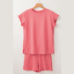 REDUCED!!!  Sommer Coral Checkered Textured Tee and Drawstring Shorts  REDUCED!!!