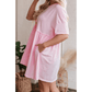 Candis Pink Solid Color Pocketed Raw Edge Babydoll Dress