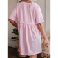 Candis Pink Solid Color Pocketed Raw Edge Babydoll Dress