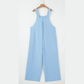 Brinley Beau Blue Checkered Pocketed High Waist Wide Leg Overall