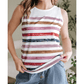 Caylee Red Stripe Rainbow Round Neck Tank Top