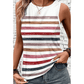 Caylee Red Stripe Rainbow Round Neck Tank Top