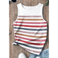 Caylee Red Stripe Rainbow Round Neck Tank Top