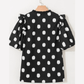 Phoebe Black Polka Dot Print Shirred Yoke Notched Neck Balloon Sleeve Blouse