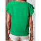 Pauletta Green Textured Ruffled Sleeve Round Neck Top
