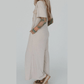 Kimbra Khaki Half Placket Chest Pockets Short Sleeve Wide Leg Jumpsuit